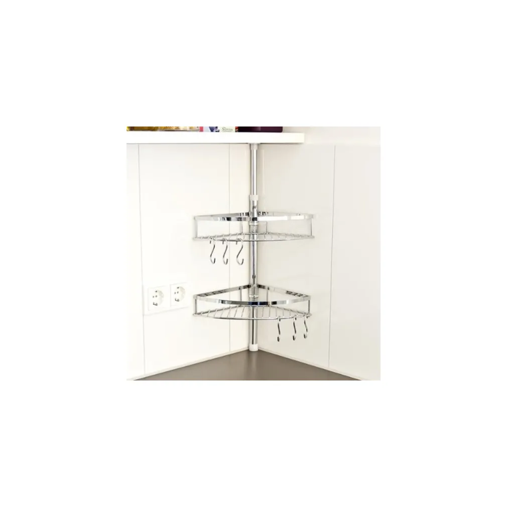 MENSOLE AD ANGOLO ALPINA CUCINA CON BARRA TELESCOPICA + 6 GANCI MENSOLA SCAFFALE