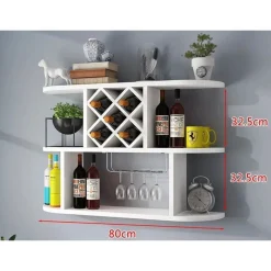 MENSOLE DA PARETE MULTIFUNZIONALE LEGNO PORTABICCHIERI BOTTIGLIE VINO SCAFFALE PORTAOGGETTI