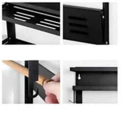 MENSOLE PIEGHEVOLI MAGNETICHE DA CUCINA CON GANCI SUPPORTO PORTAROTOLI IN METALLO LEGNO