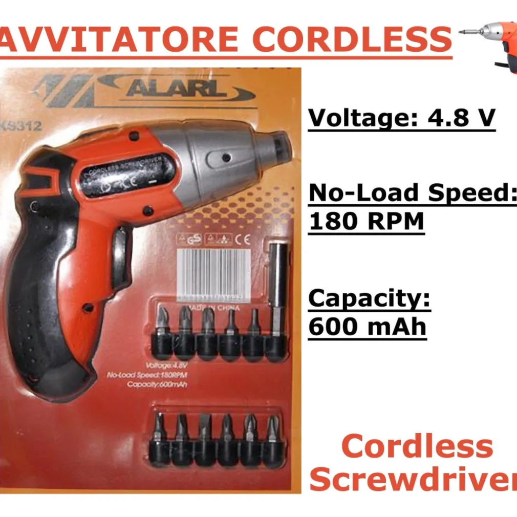 MINI AVVITATORE TRAPANO CORDLESS 4.8VOLT 180RPM 11 PUNTE RICARICABILE 600mAh