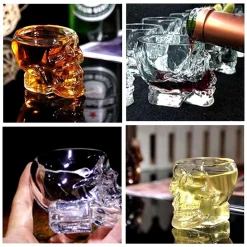 MINI BICCHIERE IN VETRO A FORMA DI TESCHIO PER SHOT CICHHETTO ALCOLICI BARMAN