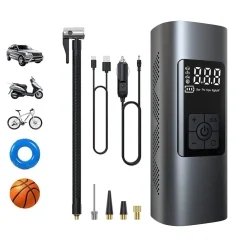 MINI COMPRESSORE AD ARIA PORTATILE GONFIATORE RICARICABILE DISPLAY LED AUTO
