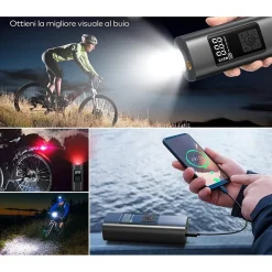 MINI COMPRESSORE AD ARIA PORTATILE GONFIATORE RICARICABILE DISPLAY LED AUTO