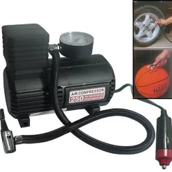 MINI COMPRESSORE AD ARIA PORTATILE CASA VIAGGI AUTO HOBBIES AC/DC 12V/220W 250PS