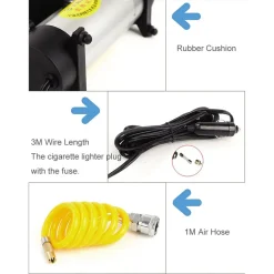 MINI COMPRESSORE AD ARIA PORTATILE PER AUTO MOTO BICI 12V METALLO