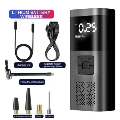 MINI COMPRESSORE POMPA AD ARIA ELETTRICA AUTO MULTIFUNZIONE TORCIA SCHERMO LCD