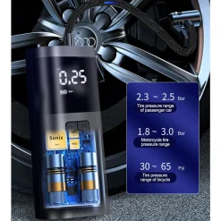 MINI COMPRESSORE POMPA AD ARIA ELETTRICA AUTO MULTIFUNZIONE TORCIA SCHERMO LCD