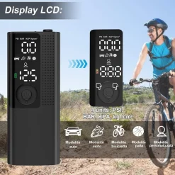 MINI COMPRESSORE PORTATILE POMPA ELETTRICA ARIA DISPLAY LCD MOTO AUTO BICI PALLA