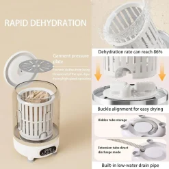 MINI LAVATRICE PORTATILE COMPATTA RICARICABILE DESIGN SENZA FILI CON CESTELLO CENTRIFUGA