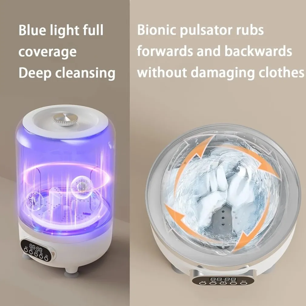 MINI LAVATRICE PORTATILE COMPATTA RICARICABILE DESIGN SENZA FILI CON CESTELLO CENTRIFUGA