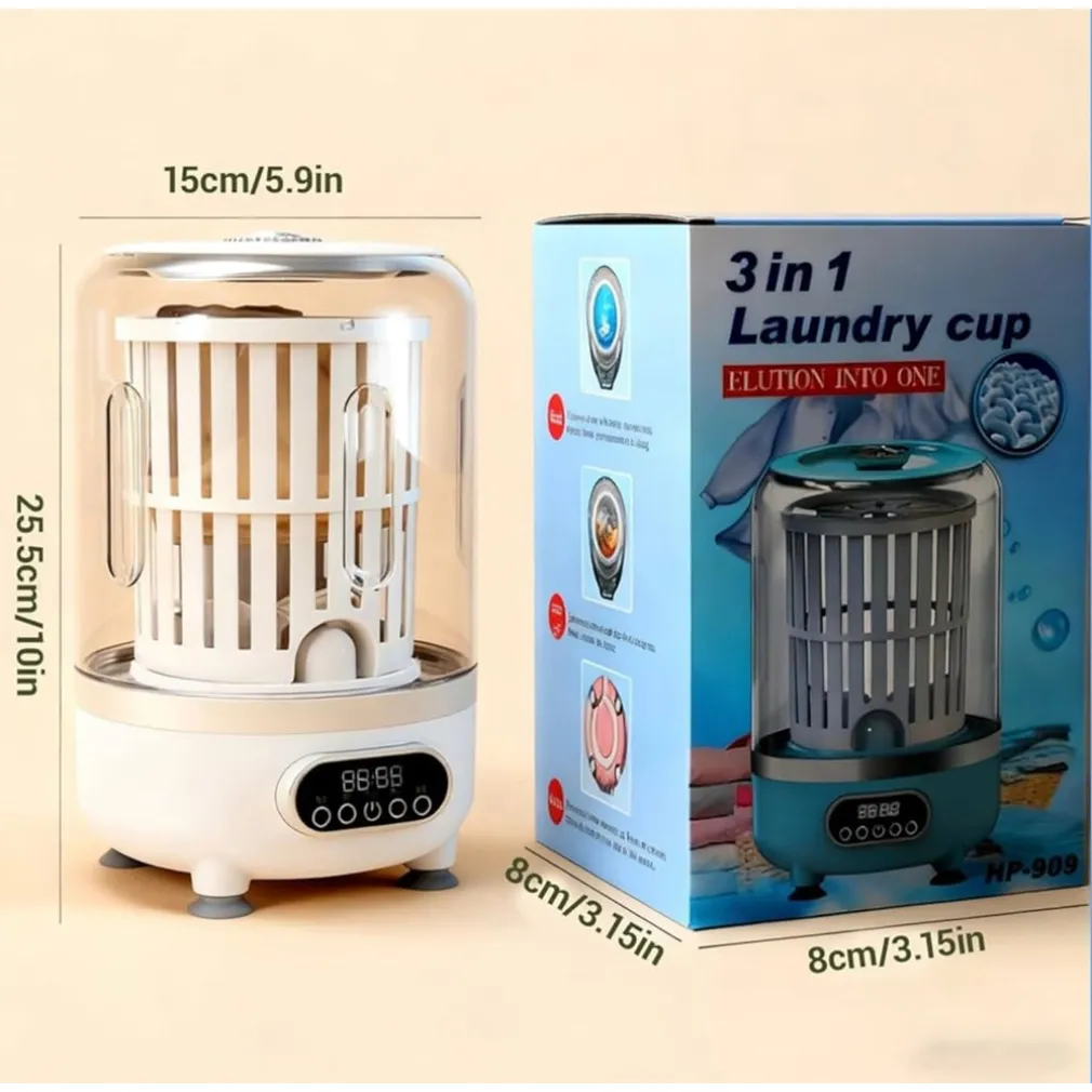 MINI LAVATRICE PORTATILE COMPATTA RICARICABILE DESIGN SENZA FILI CON CESTELLO CENTRIFUGA
