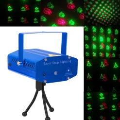MINI PROIETTORE LUCE LUCI PER NATALE NATALIZIO MINI DJ VERDE ROSSO ILLUMINAZIONE