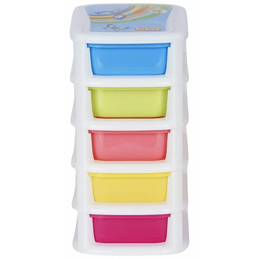 MINI SCATOLA DI STOCCAGGIO CASSETTO DESKTOP IN PLASTICA A 5 STRATI MULTICOLORE