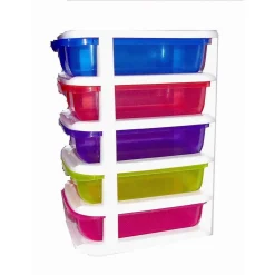MINI SCATOLA DI STOCCAGGIO CASSETTO DESKTOP IN PLASTICA A 5 STRATI MULTICOLORE