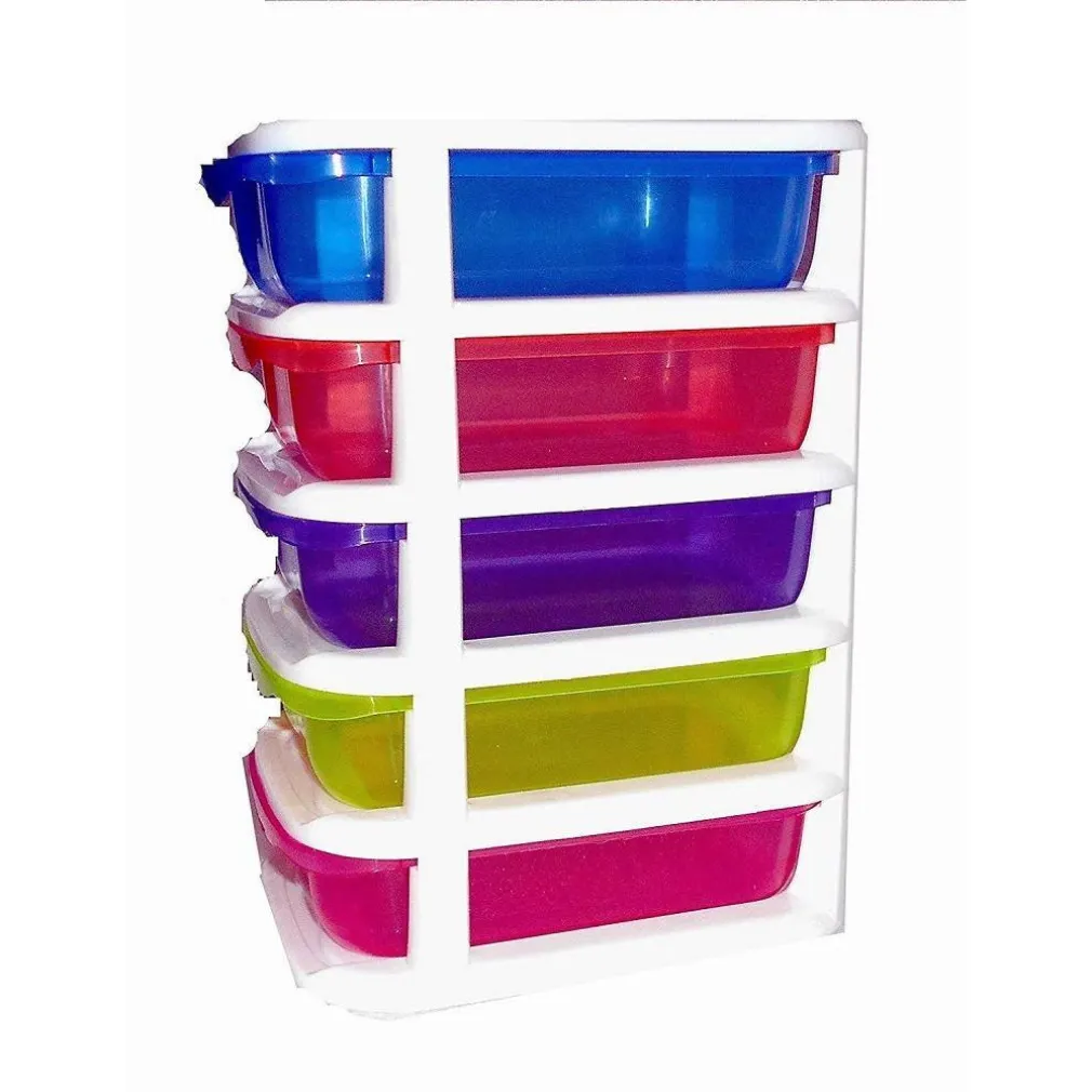 MINI SCATOLA DI STOCCAGGIO CASSETTO DESKTOP IN PLASTICA A 5 STRATI MULTICOLORE