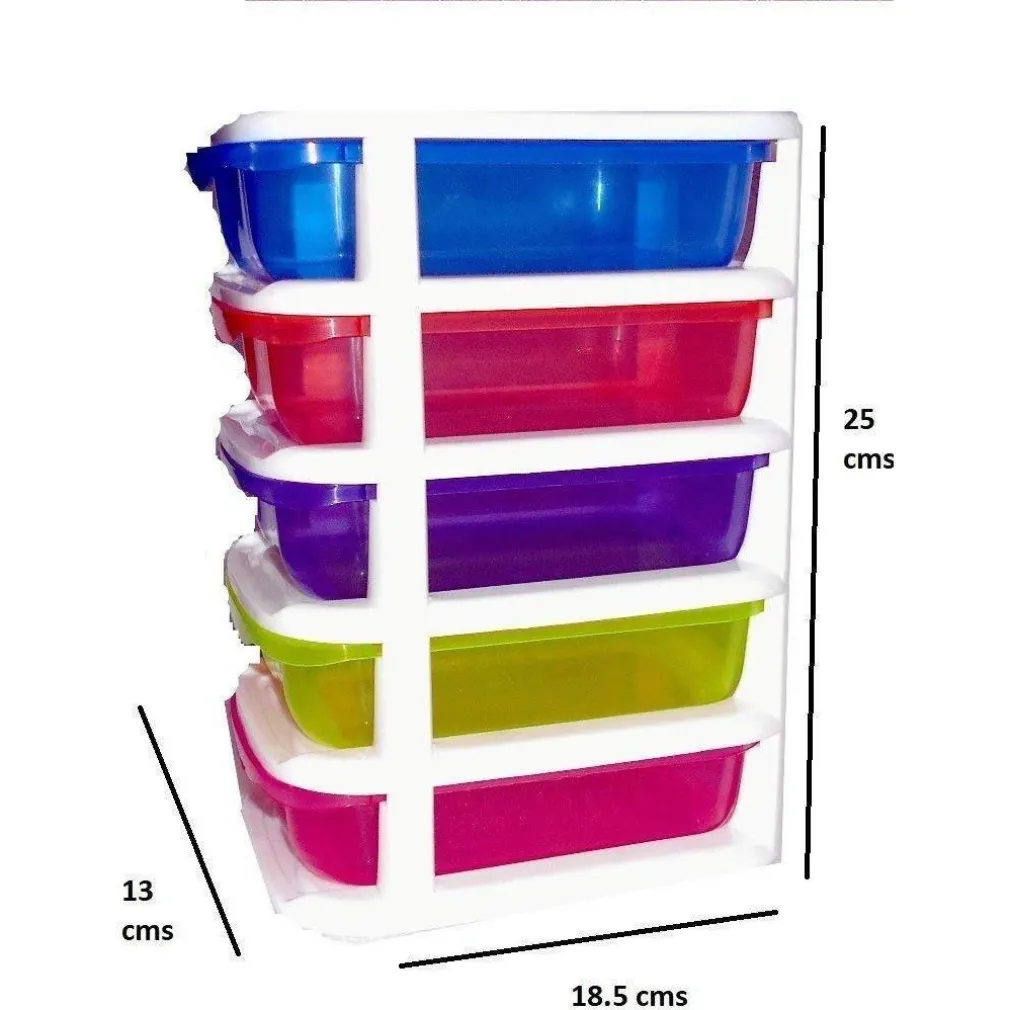 MINI SCATOLA DI STOCCAGGIO CASSETTO DESKTOP IN PLASTICA A 5 STRATI MULTICOLORE
