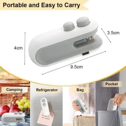 MINI SIGILLANTE 2 IN 1 USB RICARICABILE PORTATILE PER SIGILLARE SACCHETTI ALIMENTI