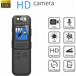 MINI TELECAMERA SPIA LCD CON LENTE GIREVOLE CON VISIONE NOTTURNA BODYCAM FULL HD
