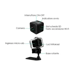 MINI TELECAMERA SPORT SPIA SQ29 WIFI SUB IP SENSORE MOVIMENTO WATERPROOF