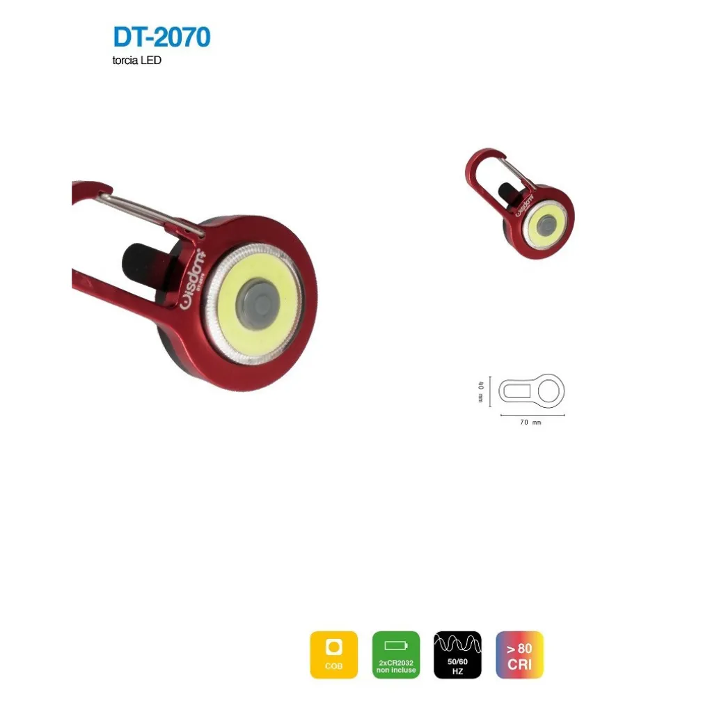 MINI TORCIA A LED COB IN ALLUMINIO TASCABILE PORTATILE IN VARI COLORI DT-2070