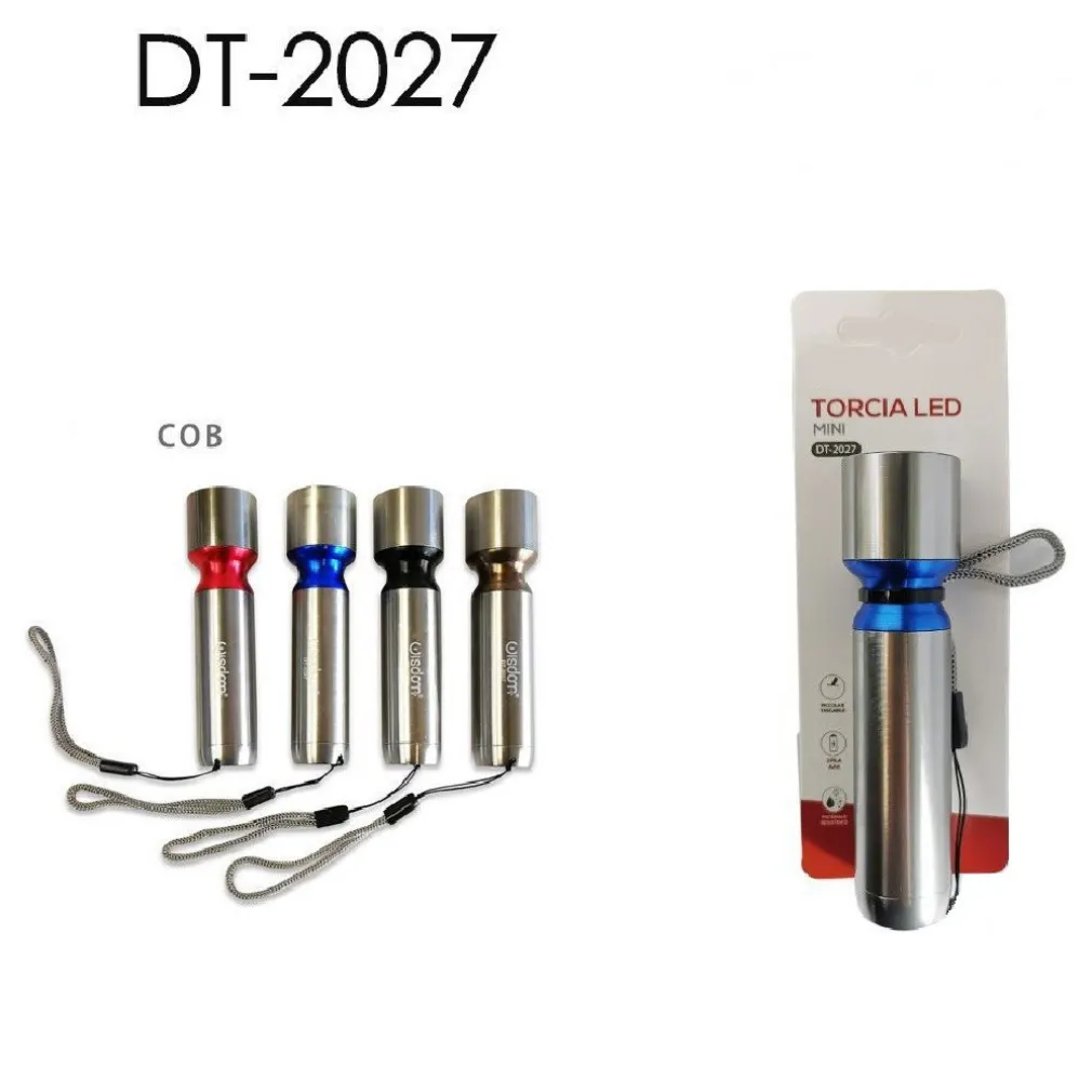 MINI TORCIA ELETTRICA LED COB TASCABILE PORTATILE GANCETTO VARI COLORI DT-2027
