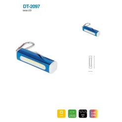 MINI TORCIA LED COB IN ALLUMINIO PORTACHIAVI TASCABILE IP20 VARI COLORI DT-2097