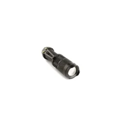 MINI TORCIA LUCE BIANCA LED 3 W LUMEN RICARICABILE RESISTENTE GANCIO SEGNALATORE