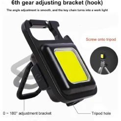 MINI TORCIA PORTATILE COB RICARICABILE PORTACHIAVI MULTIFUNZIONE EMERGENZA PESCA