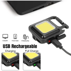 MINI TORCIA PORTATILE COB RICARICABILE PORTACHIAVI MULTIFUNZIONE EMERGENZA PESCA