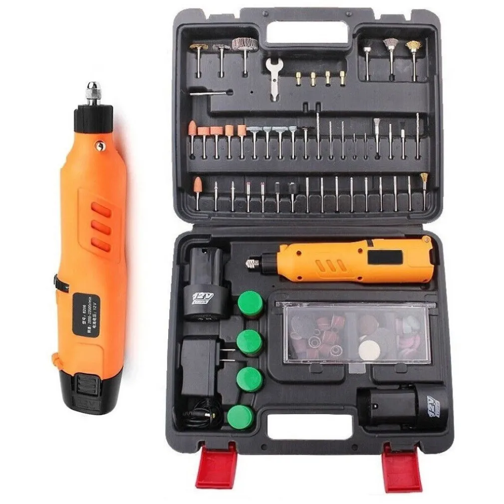 MINI TRAPANO SMERIGLIATRICE A DOPPIA BATTERIA 12V 2AH TIPO DREMEL 148 ACCESSORI