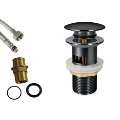 MISCELATORE A CASCATA NERO LAVABO BAGNO RUBINETTO A CANNA ALTA MONOCOMANDO 87399