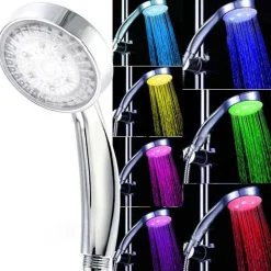 MISCELATORE BRACCIO DOCCIA MULTICOLOR A LED 7 COLORI CROMOTERAPIA SOFFIONE