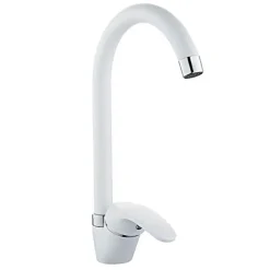 MISCELATORE CANNA ALTA BIANCO ESY_52942 DOPPIO FORO MONOCOMANDO RUBINETTERIA