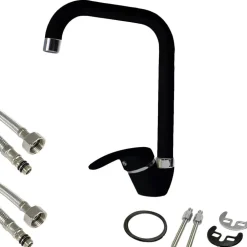 MISCELATORE CANNA QUADRATO NERO ESY_52945 DOPPIO FORO MONOCOMANDO RUBINETTERIA