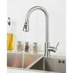 MISCELATORE CUCINA RUBINETTO CON DOCCETTA ESTRAIBILE MONOCOMANDO SATINATO 79572