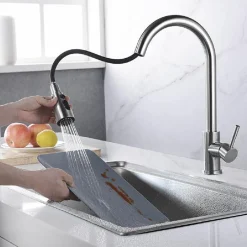 MISCELATORE CUCINA RUBINETTO CON DOCCETTA ESTRAIBILE MONOCOMANDO SATINATO 79572