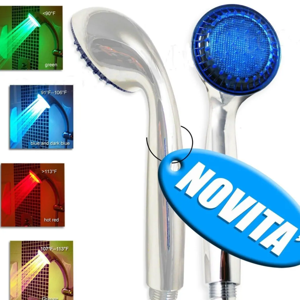 MISCELATORE DOCCIA INDICAZIONE TERMICA A LED 4 COLORI CROMOTERAPIA SOFFIONE