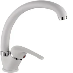 MISCELATORE LAVELLO CANNA BASSA BIANCO LAVANDINO CUCINA DOPPIO FORO MONOCOMANDO