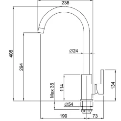 MISCELATORE LAVELLO CANNA ALTA FRAGRANITE AVENA ESY_69146 CUCINA RUBINETTERIA