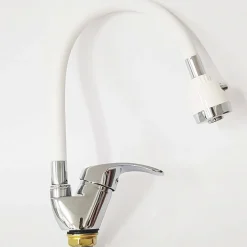 MISCELATORE LAVELLO COLORE BIANCO CROMATO LAVANDINO DOCCETTA FLESSIBILE SNAKE