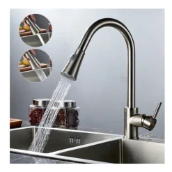 MISCELATORE LAVELLO CUCINA DOCCIA ESTRAIBILE PROFESSIONALE CROMATO RUBINETTO