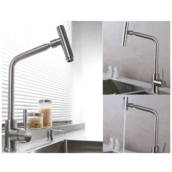 MISCELATORE LAVELLO CUCINA ESY_69160 CANNA ALTA LAVANDINO ACCIAIO RUBINETTERIA