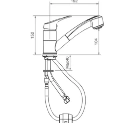 MISCELATORE MONOCOMANDO PER LAVELLO CUCINA DOCCETTA ESTRAIBILE FLESSIBILE