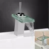 MISCELATORE MONOCOMANDO RUBINETTO CASCATA VETRO RUBINETTERIA LAVABO BAGNO