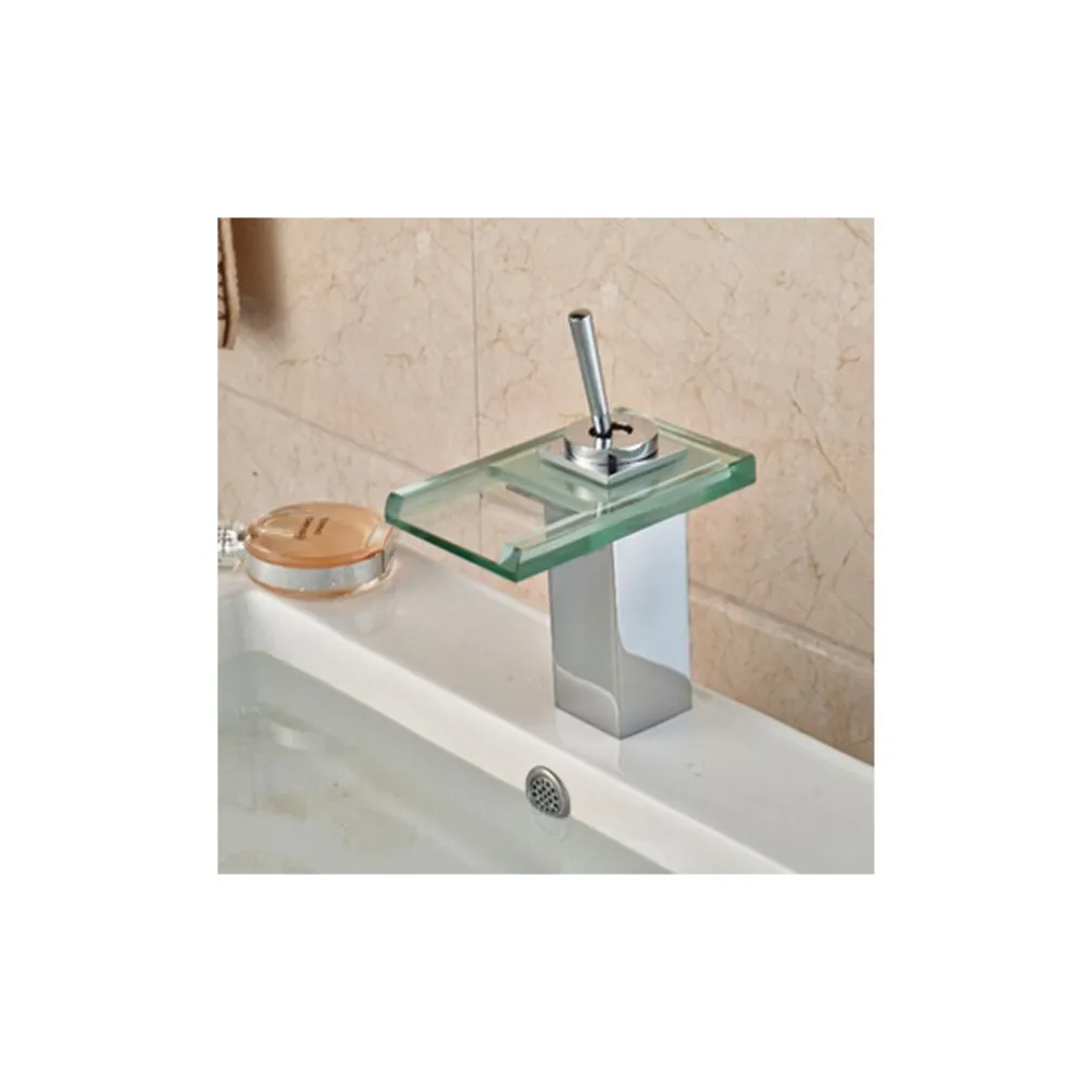 MISCELATORE MONOCOMANDO RUBINETTO CASCATA VETRO RUBINETTERIA LAVABO BAGNO
