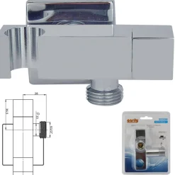 MISCELATORE PER DOCCIA A INCASSO PARETE CON SUPPORTO DOCCETTA QUADRATO ART.59506