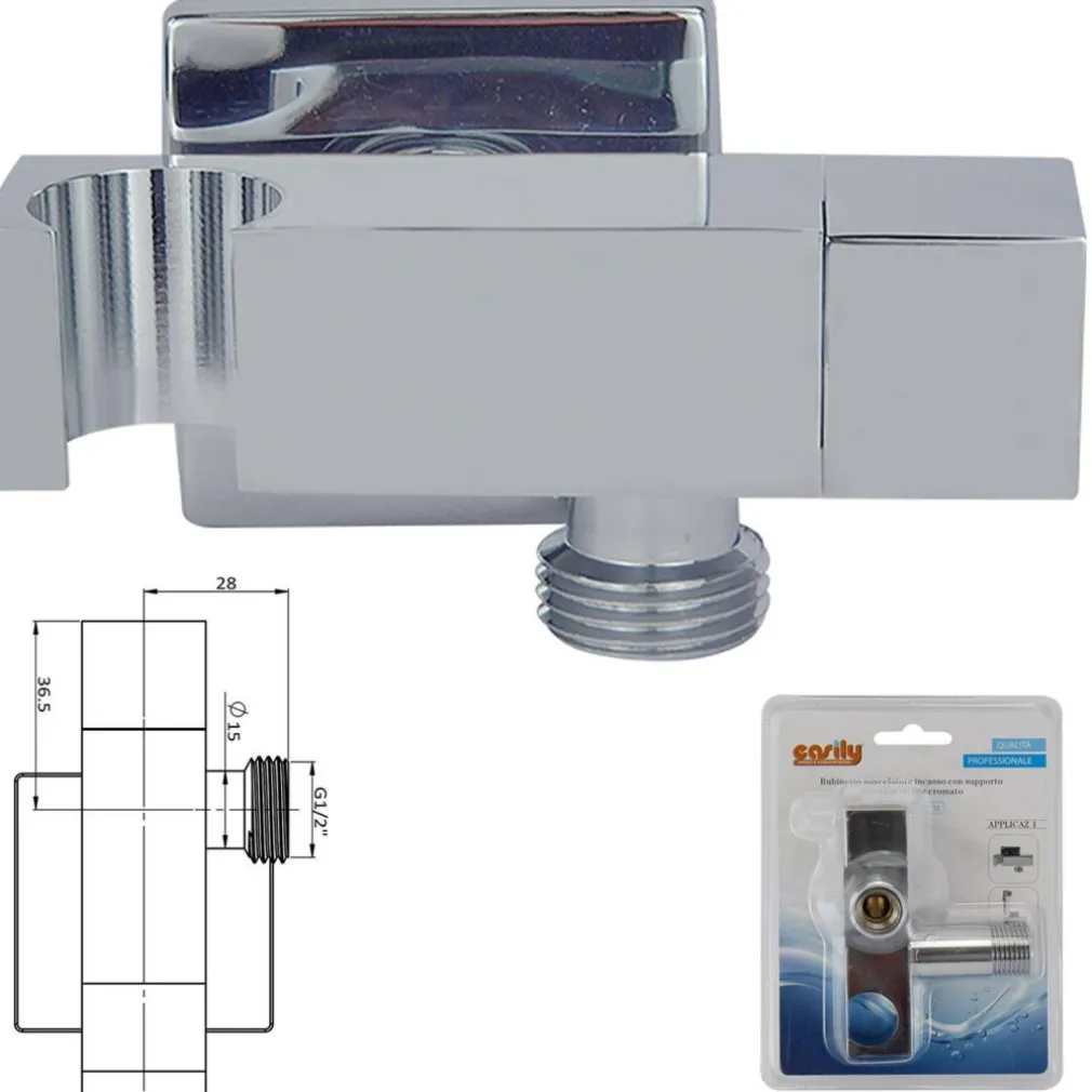 MISCELATORE PER DOCCIA A INCASSO PARETE CON SUPPORTO DOCCETTA QUADRATO ART.59506
