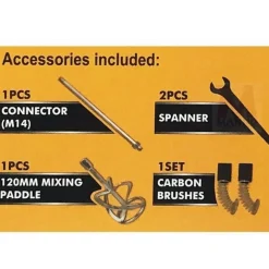 MISCELATORE PER MALTA 1400 WATT TRAPANO MESCOLATORE COLLA CEMENTO CON FRUSTA M14