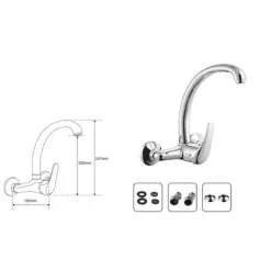 MISCELATORE RUBINETTO A PARETE MONOCOMANDO PER CUCINA LAVABO BARI 69411