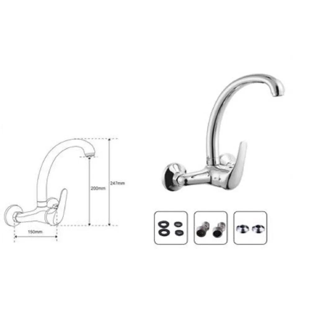 MISCELATORE RUBINETTO A PARETE MONOCOMANDO PER CUCINA LAVABO BARI 69411